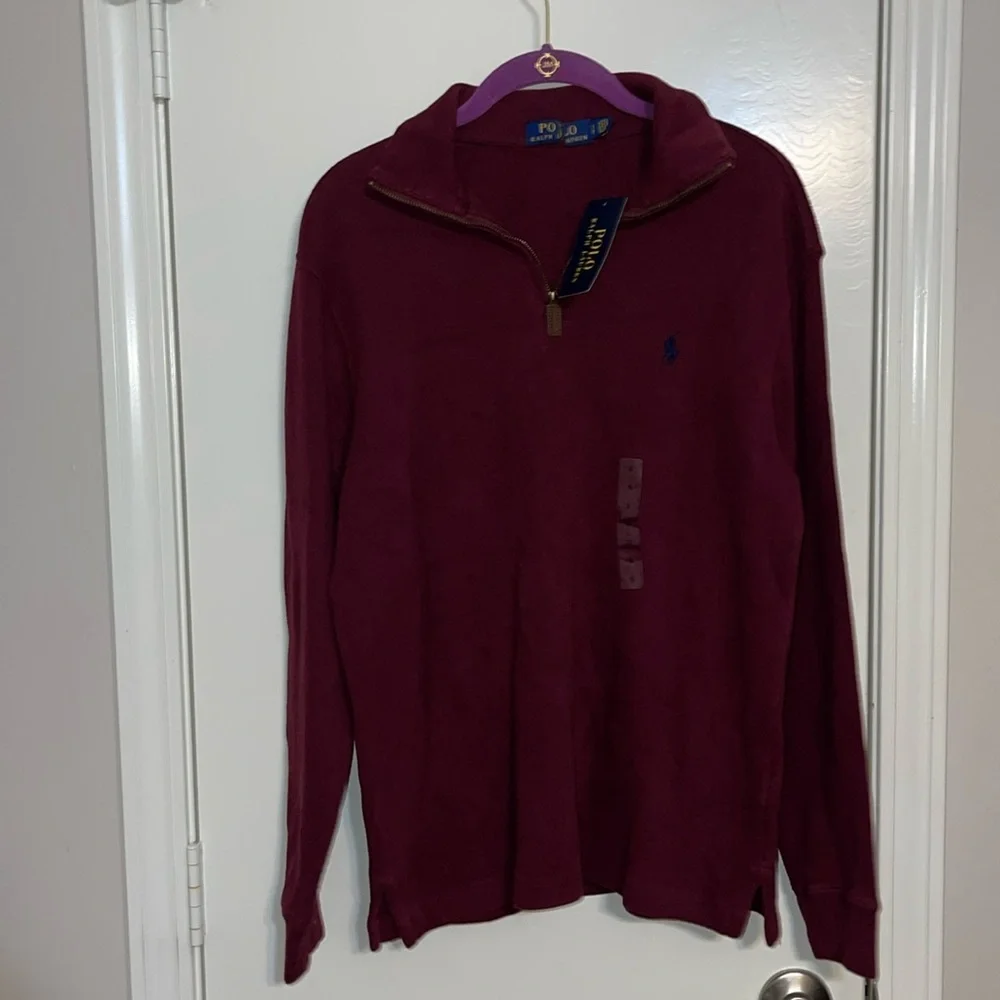 Polo by Ralph Lauren Burgundy Quarter-Zip Long Sleeve Shirt